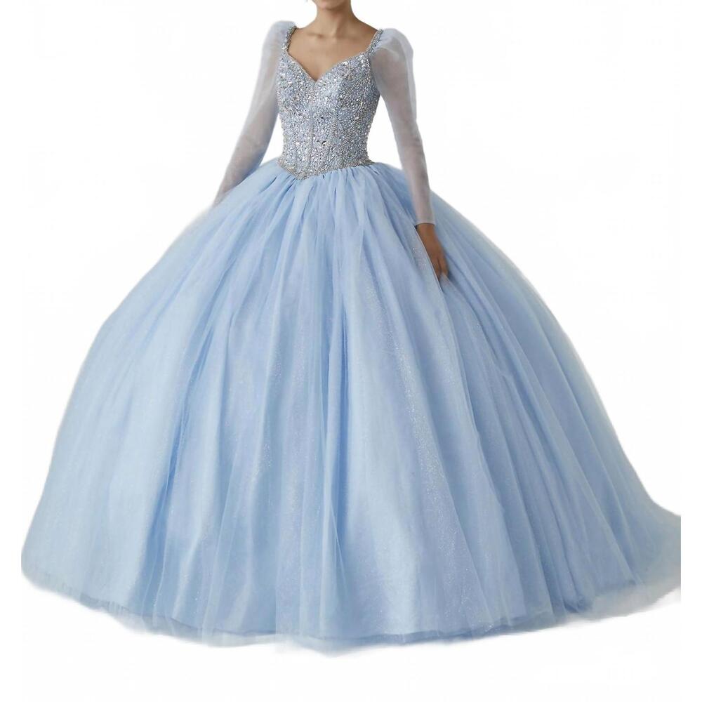NEW HOUSE OF WU fiesta ball gown in sky